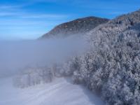 Kurz vor der Talstation in Aschau hüllt uns der Nebel wieder ein